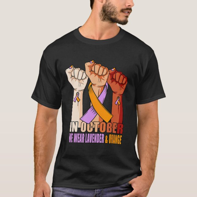 Hand in Hand Orange Ribbon Psoriasis Arthritis T-Shirt (Vorderseite)