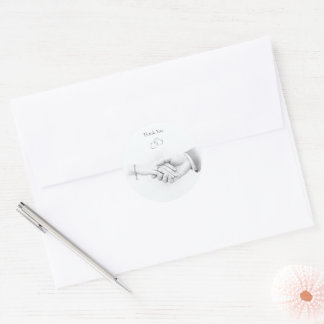 Hand in Hand Romantischer Minimalistischer Dankesc Runder Aufkleber