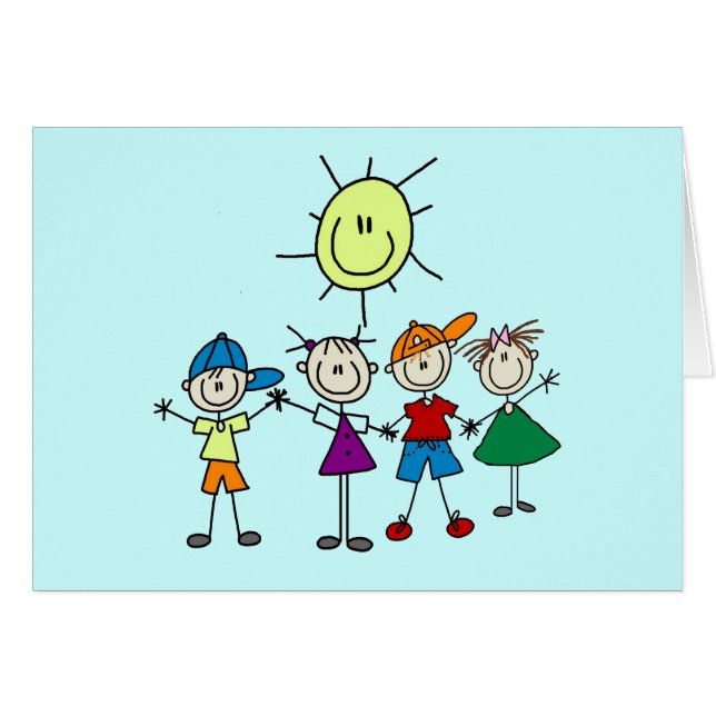 Hand in Hand scherzt Strichmännchen T-Shirts und (Vorderseite (Horizontal))