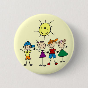 Hand in Hand scherzt Strichmännchen T-Shirts und Button