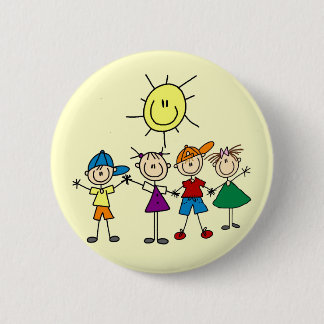 Hand in Hand scherzt Strichmännchen T-Shirts und Button