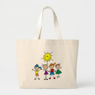 Hand in Hand scherzt Strichmännchen T-Shirts und Jumbo Stoffbeutel