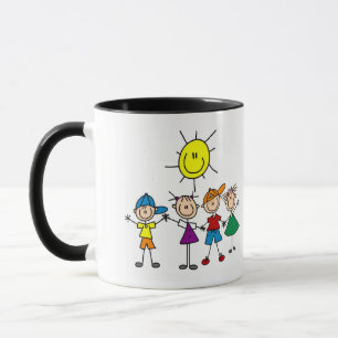 Hand in Hand Stick-Figur Kinder T-Shirts und Gesch Tasse