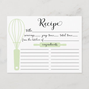 Hand Letted Green Bridal ShowerRezept Card Postkarte