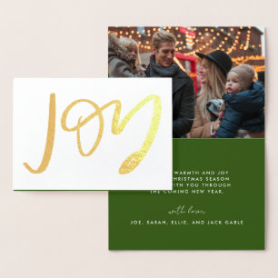 Hand Letted JOY Foto Gold Foil Card Folienkarte