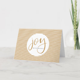 Hand Letted Joy with Gold Pinstripe Card Feiertagskarte