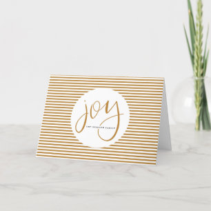 Hand Letted Joy with Gold Pinstripe Card Feiertagskarte