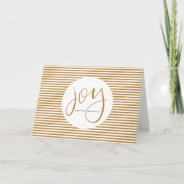 Hand Letted Joy with Gold Pinstripe Card Feiertagskarte