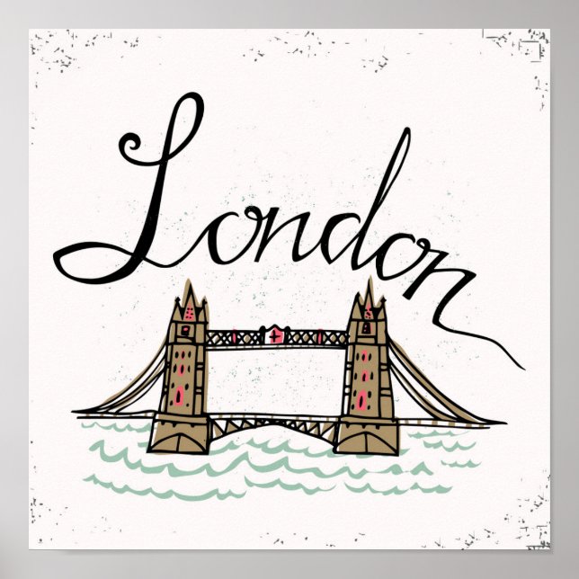Hand Letted London Bridge Poster (Vorne)