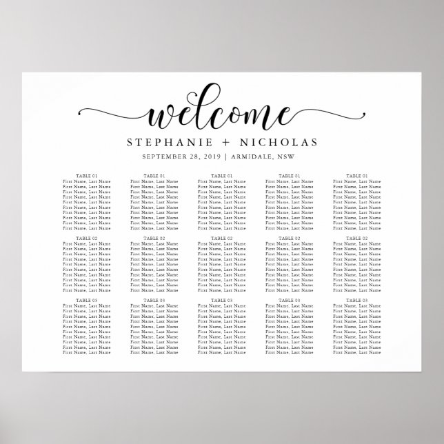 Hand Letter Chic Hochzeitstabelle Poster (Vorne)