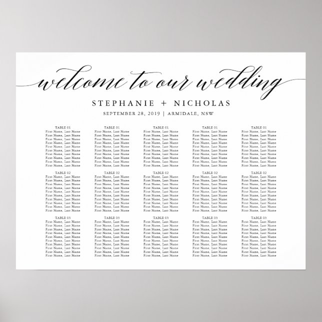 Hand Letter Chic Hochzeitstabelle Poster (Vorne)