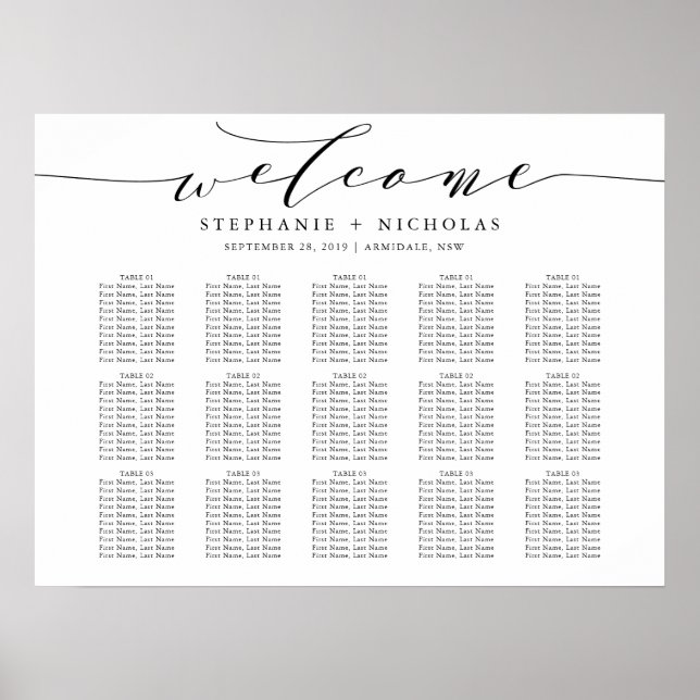 Hand Letter Chic Hochzeitstabelle Poster (Vorne)