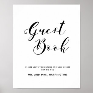 Hand Letter Chic Wedding Guest Book Sign Poster