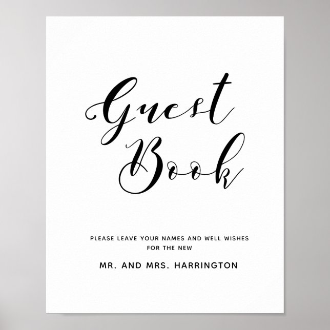 Hand Letter Chic Wedding Guest Book Sign Poster (Vorne)