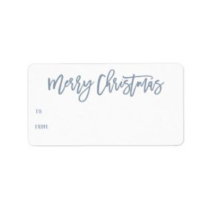 Hand Lettered Blue Frohe Weihnachts-Script-Geschen Adressaufkleber