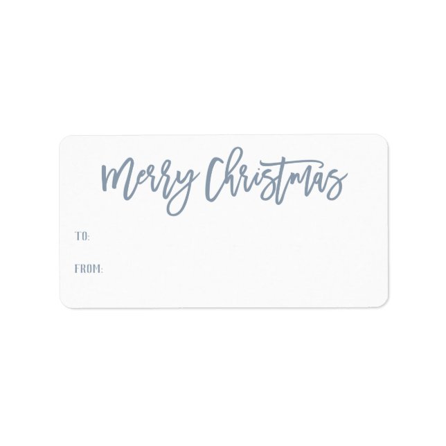 Hand Lettered Blue Frohe Weihnachts-Script-Geschen Adressaufkleber (Vorne)
