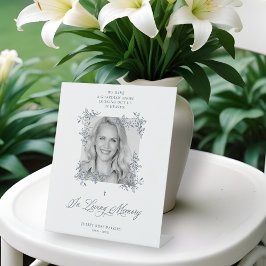 Hand Lettered Chic Flourish Grey Photo Memorial Sockelschild