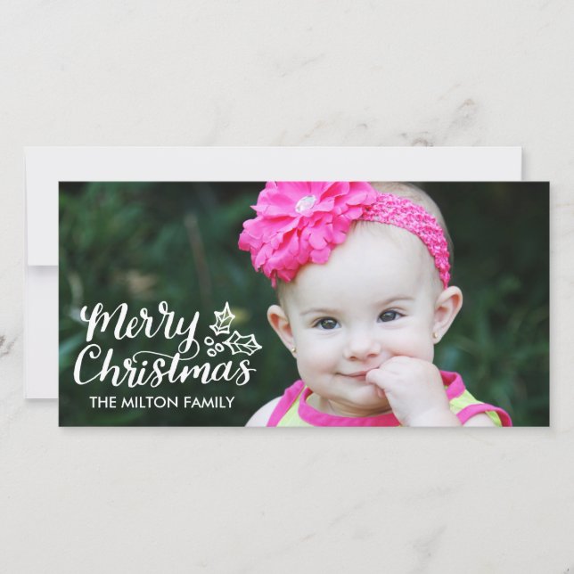 Hand Lettered Christmas Full Fotocard Feiertagskarte (Vorderseite)