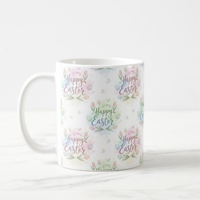 Hand-Lettered Happy Easter Watercolor Kaffeetasse (Links)