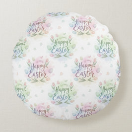 Hand-Lettered Happy Easter Watercolor Rundes Kissen