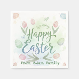 Hand-Lettered Happy Easter Watercolor Serviette