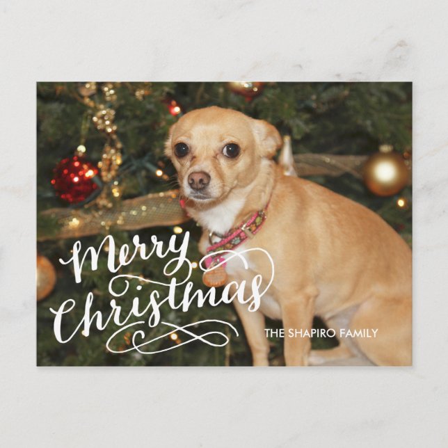 Hand Lettered Holiday Feiertagspostkarte (Vorderseite)