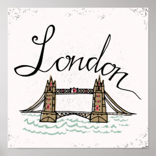 Hand Lettered London Bridge Poster