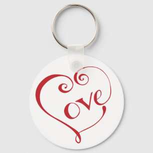 Hand Lettered Love Heart in Red Schlüsselanhänger