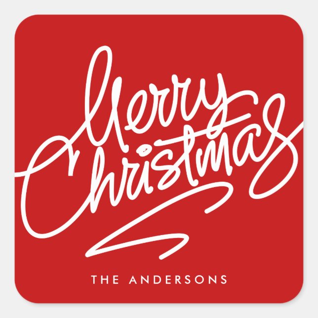 HAND-LETTERED MERRY CHRISTMAS | HOLIDAY STICKER (Vorderseite)