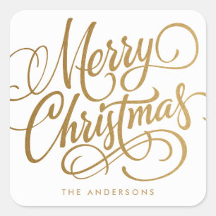 HAND-LETTERED MERRY CHRISTMAS   HOLIDAY STICKER