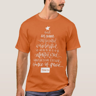 Hand Lettered Names of God Jesus  Christmas Tree F T-Shirt