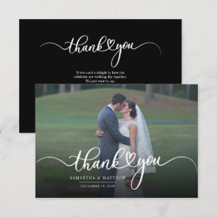 Hand Lettered Newlyweds Foto Modern Vielen Dank Mitteilungskarte