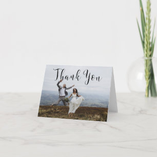 Hand Lettered Script Wedding Thank You Foto Card Dankeskarte