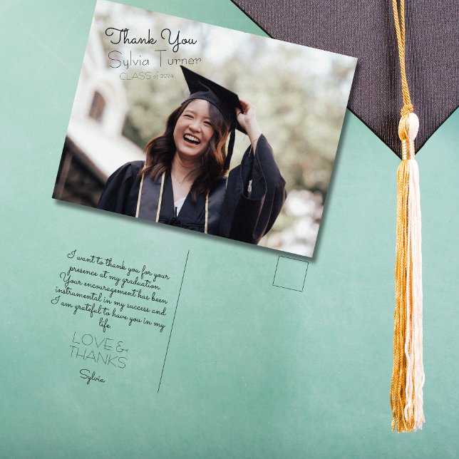 Hand Letting Abschluss Vielen Dank Postkarte (Graduation thank you postcard)