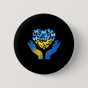 Hand-Liebe-Schmetterling Ukrainische Fahne zum Abb Button