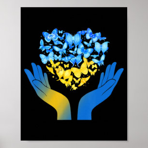Hand-Liebe-Schmetterling Ukrainische Fahne zum Abb Poster