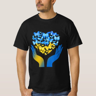 Hand-Liebe-Schmetterling Ukrainische Fahne zum Abb T-Shirt
