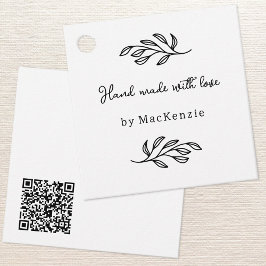 Hand Made With Love QR Code Botanical Price Tag Geschenkanhänger