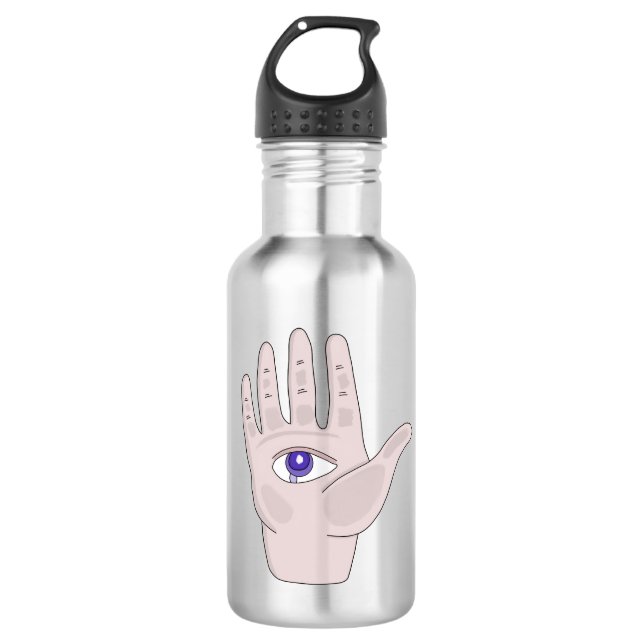 Hand mit Auge Edelstahlflasche (Vorderseite)