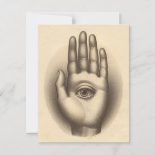 Hand mit Auge Surreal Antike Illustration Karte