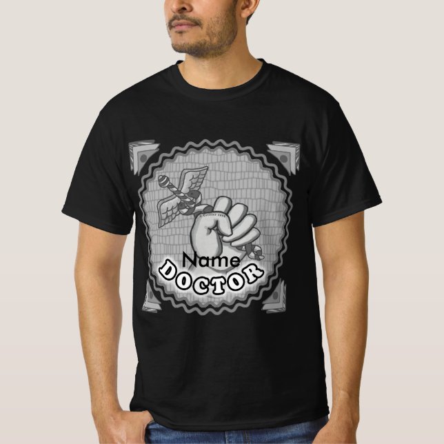 Hand mit Caduceus Arzt  T-Shirt (Vorderseite)