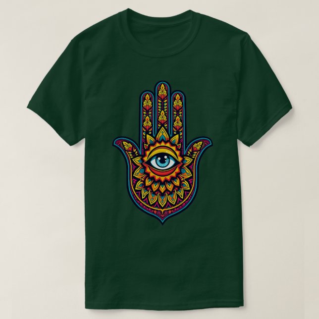 Hand mit einem Auge fünf Flügel T-Shirt (Design vorne)