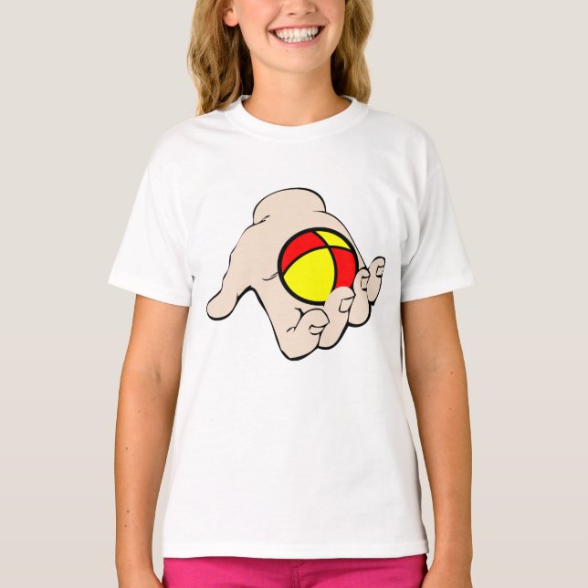 Hand mit Juggling-Ball-Girls-T - Shirt (Vorderseite)
