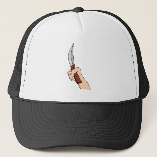 Hand mit Messer Truckerkappe (Vorderseite)