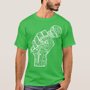 Hand mit Mikrofon-Elektro-Illustration T-Shirt