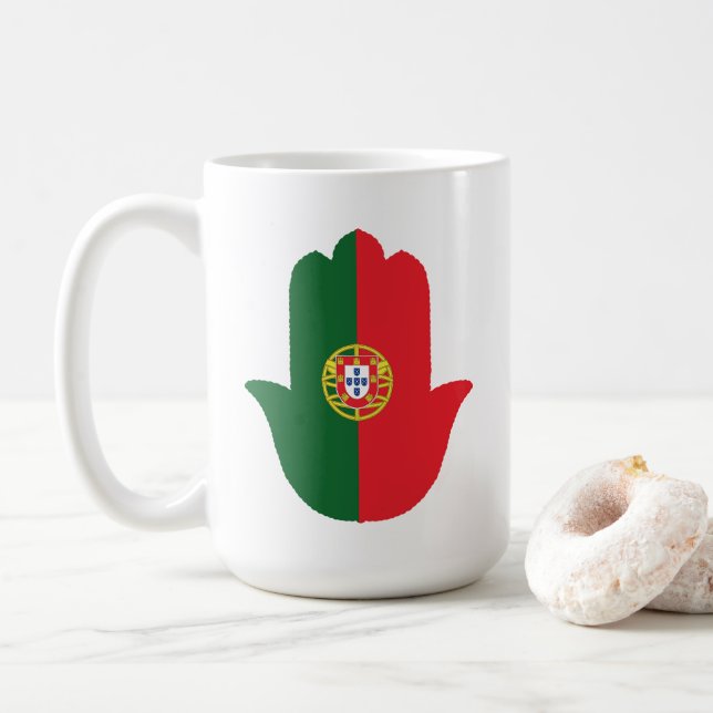 HAND mit portugiesischer Flagge Kaffeetasse (Mit Donut)