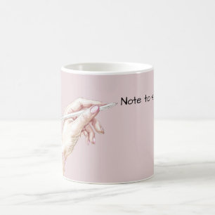 Hand mit Stift: Notiz an mich selbst Kaffeetasse
