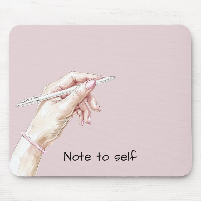 Hand mit Stift: Notiz an mich selbst Mousepad (Vorne)