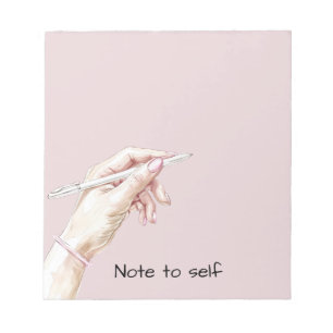 Hand mit Stift: Notiz an mich selbst Notizblock