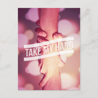 Hand nehmen postkarte